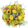 This joyful bouquet brims with Epping's golden sunlight, woven skillfully into each bloom. Majestic sunflowers with dark, expressive centers form the bouquet's radiant core, surrounded by the velvet lushness of yellow roses, whose soft petals exude a sweet, gentle aroma. Wisps of pale ferns and plumes of goldenrod flows outward, giving a natural, meadow-fresh impression reminiscent of morning walks through Epping Forest or leisurely afternoons in Hemnall Street gardens. Hints of orange petals add subtle energy, while small clusters of vivid red berries punctuate the sunny tones, creating lively contrast without overpowering the arrangement's harmony. Scattered eucalyptus leaves lend a silvery softness, their clean scent threading through the bouquet and grounding the composition. The overall effect is bright and harmonious, evoking the warmth of summer or the hope of new beginnings-a perfect gesture for encouragement, thanks, or celebration. Arranged by the expert hands at Flowers Epping, this bouquet feels as uplifting as opening the window to a fresh Essex morning, celebrating both the art of local floristry and the emotional language of flowers.