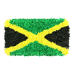 On a pristine white backdrop, a Jamaican flag is reimagined as a tactile mosaic built from thousands of tiny, crumpled pieces of tissue and fabric scraps. The three-dimensional surface catches the eye as the diagonal gold saltire slices across from corner to corner, dividing the field into four bold triangles. The top and bottom triangles glow in bright emerald green, their densely packed textures catching and refracting light, while the left and right triangles render in deep, matte black, each fragment twisted into creases that emphasize a rugged, hand-built quality. The overall effect feels like a crafted tribute rather than a flat fabric flag-a living tapestry where each fragment adds a note of resilience and communal effort. Light plays across the uneven folds, casting soft shadows that deepen the color contrasts and give the piece real presence, almost as if it breathes in a quiet gallery space. This artistic rendering of Jamaica's national emblem speaks to heritage, pride, and creative expression, and it would complement a feature about Caribbean art, cultural identity, or community craft here in Epping. The piece carries a sense of celebration tempered with reflection, a mood that can accompany stories about local events, street markets near Epping High Street, or gatherings in the nearby Epping Forest edge. For display or feature photography in our area, this work would harmonize with other colour-forward commissions and could be showcased through Flowers Epping's local network, inviting viewers to feel the texture, warmth, and shared spirit behind the making.