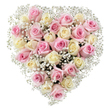 A beautifully symmetrical heart-shaped bouquet, arranged with care by a dedicated Epping florist, features about thirty roses in alternating pastel pink and warm cream hues. Each rose, in various states from softly closed to lushly open, displays gracefully folded, velvety petals. Wisps of tiny white baby's breath arc and cluster throughout, lending a cloud-like freshness that gives the heart its full, airy form. The entire arrangement is photographed in bright, even light, enhancing the gentle romance of the colour palette and the crispness against a pure white background. Perfect for expressing deep affection or sympathy-whether marking an anniversary, honoring a loved one at an Epping farewell, or delivering love across the market town-this floral heart radiates quiet comfort and enduring warmth. The careful selection of each bloom, the interplay of creamy ivory and blush pink, and the delicate clouds of baby's breath create a tribute that feels both local and timeless: a reflection of Epping's caring community spirit and the artistry of hand-gathered floral gifts.