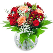 Radiant with the warmth and affection so familiar to Epping's neighbourhoods, this bouquet captivates as soon as it catches the light. Lush scarlet chrysanthemums and rich red roses gather snugly around spirals of apricot and buttery peach roses, their petals unfolding in a luxurious embrace. Billows of feathery white gypsophila drift throughout, their misty softness a visual echo of an early morning haze along Coopersale fields. Encircling the bouquet, bold glossy green leaves reflect the Epping sun, their crisp aroma adding a finishing note of freshness reminiscent of High Road gardens. Arranged in a round, see-through vase, the exposed stems celebrate authenticity and a local florist's hand. This design feels inherently romantic and personal-an ideal tribute for anniversaries, declarations of love, or spontaneous reminders that someone is cherished. The delicate, sweet scent of roses merges with leafy undertones, as if plucked straight from a summer morning in Epping. Every detail speaks of experience, artistry, and the gentle care woven through the area's best floral creations.